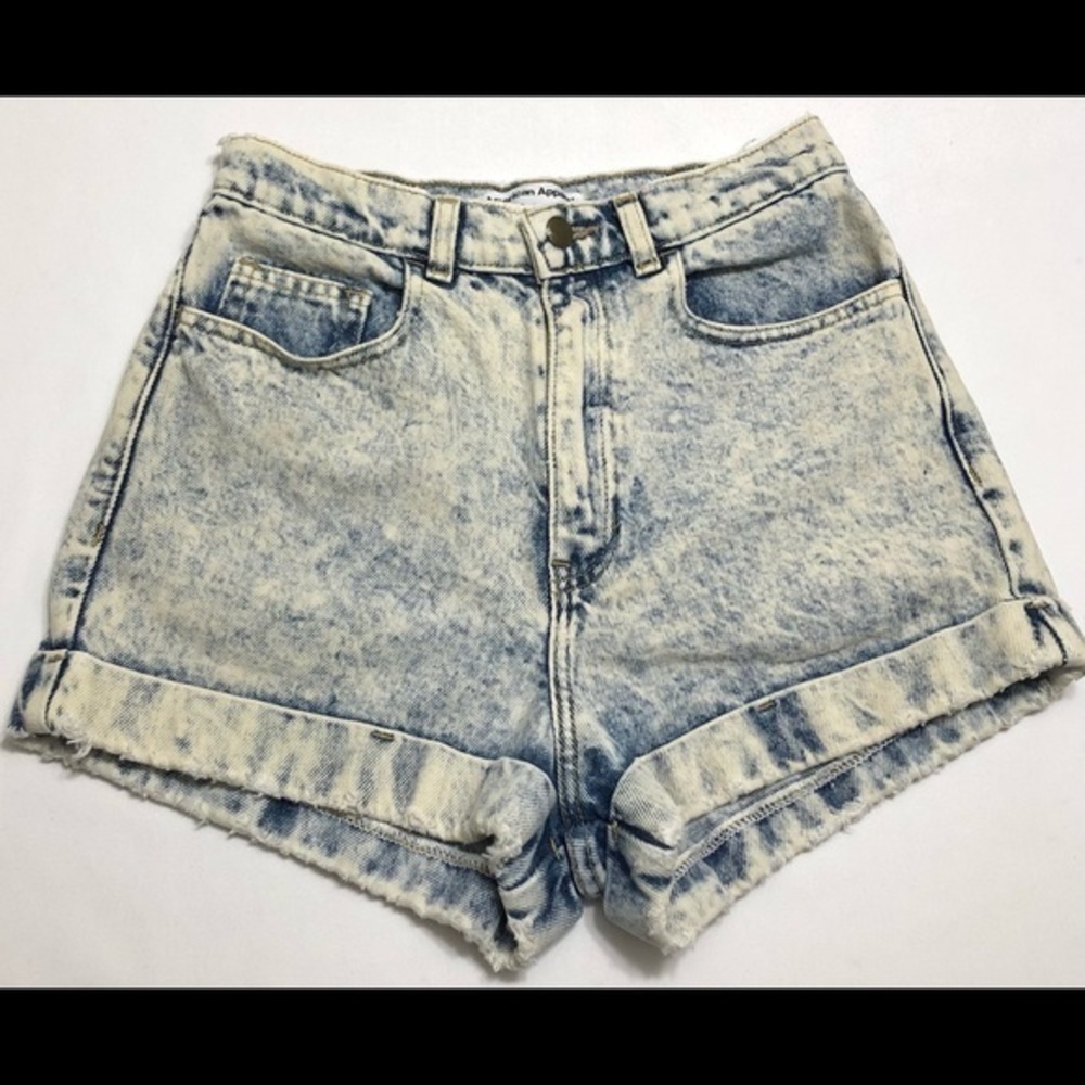 American Apparel Jeans High Waist Cuff Shorts - Picture 3 of 9